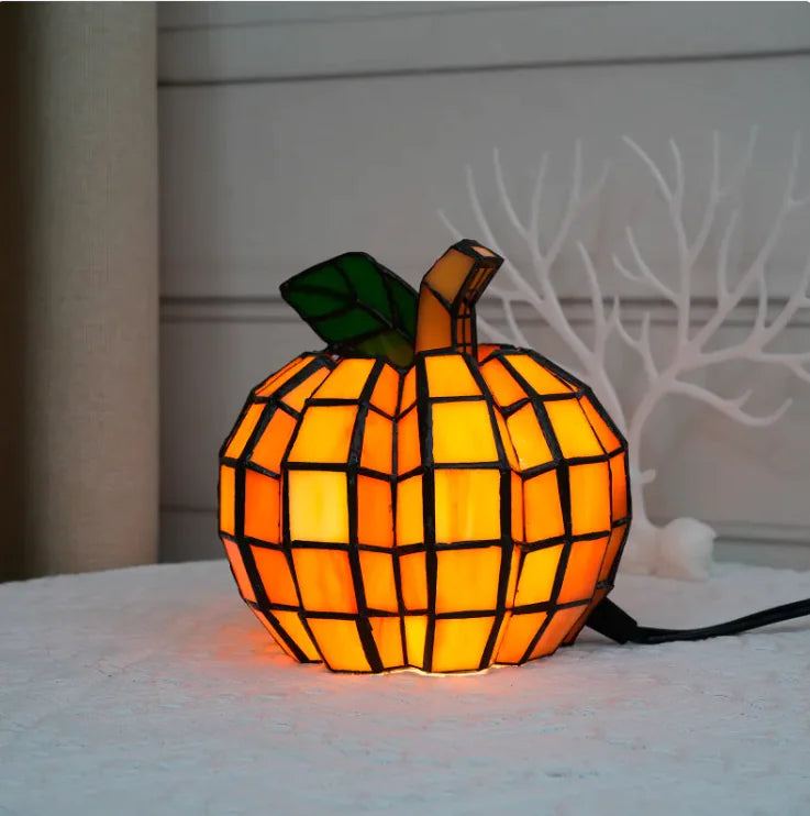AutumnGlow Tiffany Style Pumpkin Lamp